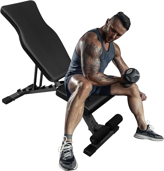 Adjustable Weight Bench, 600 lbs Capacity, Foldable Workout Bench for Full Body Exercise, Multi-Position Incline Decline Bench