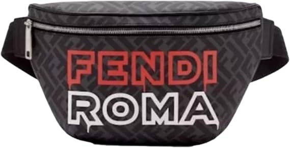 FENDI Roma Fendigraphy Nero & Rosso Leather Belt Bag for Women, Waist Bag, Made in Italy 7VA562