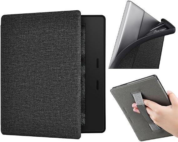Case for Kindle Oasis 2019/2017 with Hand Strap - Fabric Cover with Auto Sleep Wake - Fits Kindle Oasis 3th/2th Generation 7" (Black)