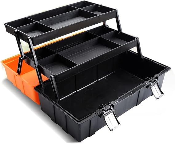 Tool Box Tool Chest Household 3-Layer Folding Box Portable Hardware Tool Box Multifunctional Storage Box Maintenance Tool Box Office Storage Box Toolbox Tool Organizer(17 inch)