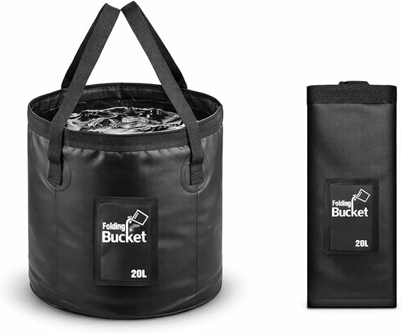 20L Collapsible Bucket, 5 Gallon Portable Folding (Black)