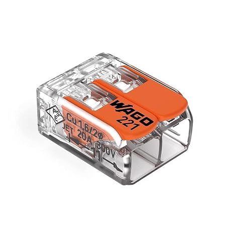 WAGO 221-412VE00-2500 221 Series 2 Conductor AWG 24 12 Transparent Body Connector w/Levers - 50 Items