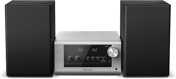 Panasonic SC-PM702EB-S Micro HiFi Compact Stereo System with FM/DAB/DAB+ Radio, 80W Output Power, 2-way Speakers, CD/MP3 Player, Bluetooth, USB, AUX-IN Auto Play, Silver