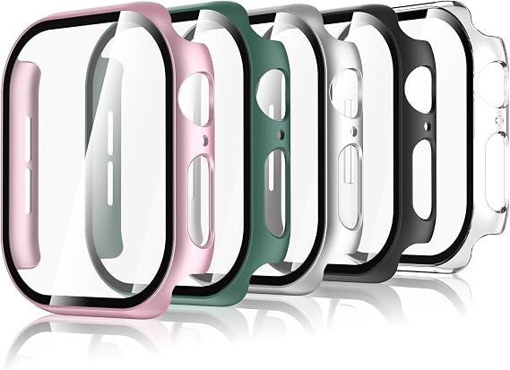 5 Pieces Screen Protector Compatible with Apple Watch Series 11 10 46mm, with Tempered Glass, Full Cover, Anti-Scratch Protective Case Compatible with iWatch 11 10 46mm