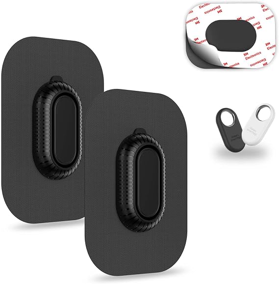 [2-Pack] Case for Galaxy SmartTag2 Fabric Holder | Secure & Discreet, Full Protection Galaxy Smart Tag 2 Holder with 3M Adhesive Sticker for Luggage,Camera Bags, Backpacks & Purses etc.(Black&Black)