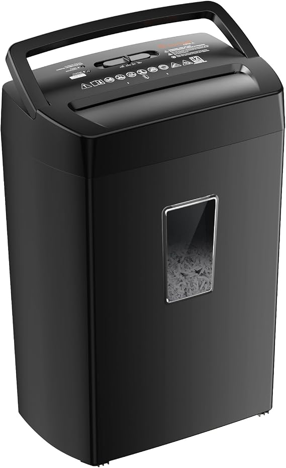 Bonsaii 12-Sheet Cross Cut Paper Shredder, 5.5 Gal Home Office Heavy Duty Shredder for Paper, Credit Card, Mail, Staples, with Transparent Window, High Security Level P-4 (C275-A)