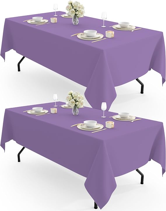 Pureegg Polyester Tablecloth 60" x 102" Reusable Washable 2 Pack Lavender
