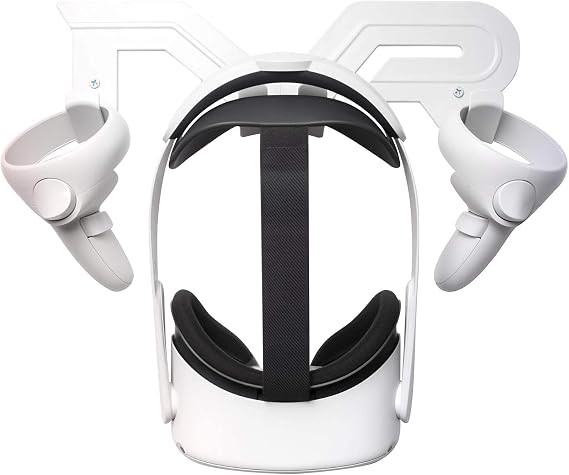 VR Headset and Controller Wall Mount Storage Stand Hook Compatible for Meta Quest 3 / Quest 2 / Pro / 1, PSVR 2, Pico 4, Rift S, Hp Reverb G2, HTC Vive, Valve Index, PS VR (White)