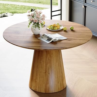 45 Round Dining Table, Small Round Dining Table, Wood Dinner Table Use for Kitchen, Easy Assemble, Saving Space