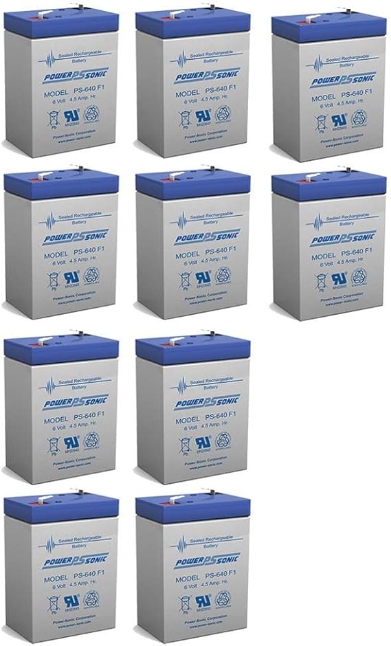 Power Sonic 6V 4.5AH Battery for Dual-Lite 12-295 Emergency Light - 10 Pack