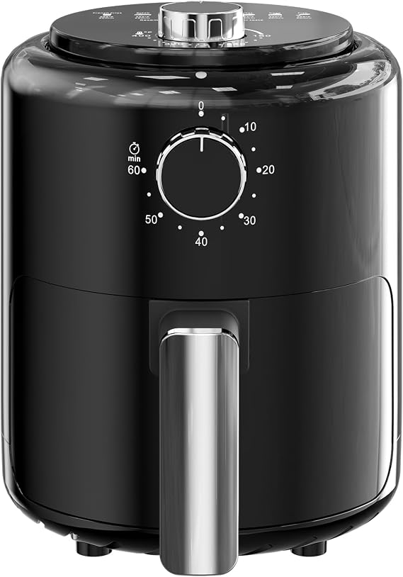 Compact Small Air Fryer 2QT, 4-in-1 Small Mini Airfryer, Bake, Roast, Reheat, 98% Less Oil, Adjustable Temperature Control w/ 60min Timer, Quiet Nonstick & Dishwasher Safe Basket, BPA-Free Grey&Silver