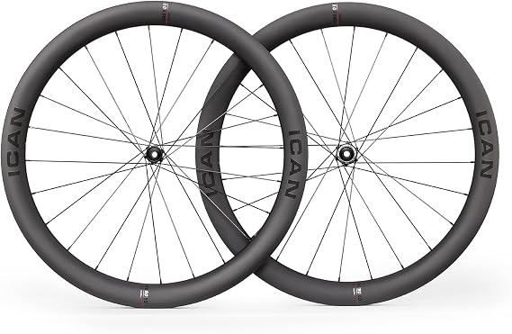 ICAN AERO II Road Carbon Wheel 700C Wide Rim Disc Brake Compatible Clincher Tubeless Bicycle Wheel Lightweight Durable