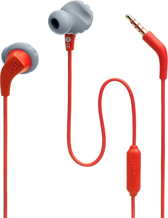 JBL ENDURANCE RUN2 Wired Earphones IPX5 Waterproof/1-Button Remote with Magnet/3.5mm Plug Coral JBLENDURRUN2COR Small