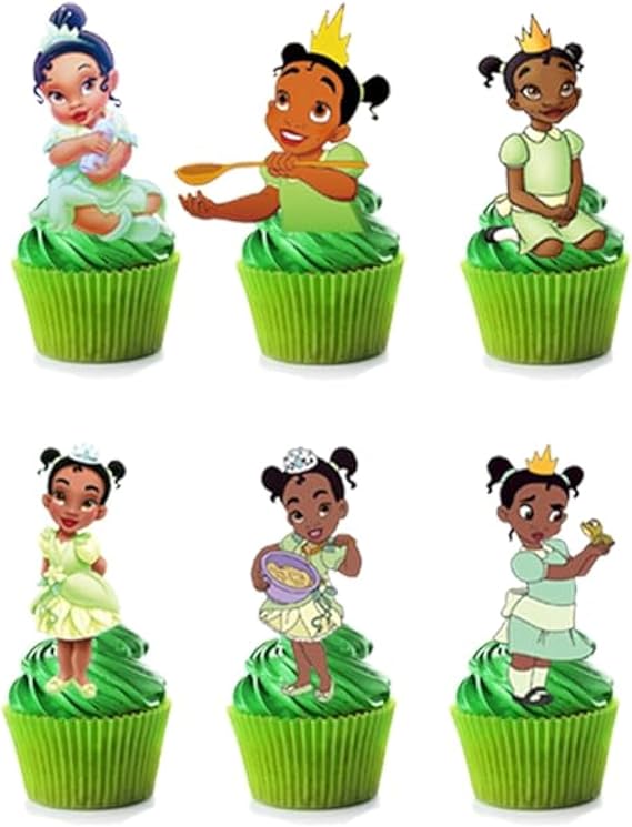 24pcs princess tiana Cake Toppers Cupcake Toppers Cake Decorations,princess tiana Birthday Party Supplies Decorations (15)