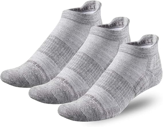 People Socks 3 Pairs 60% Merino Wool No Show Athletic Tab Lightweight Socks (Medium, Light Grey)