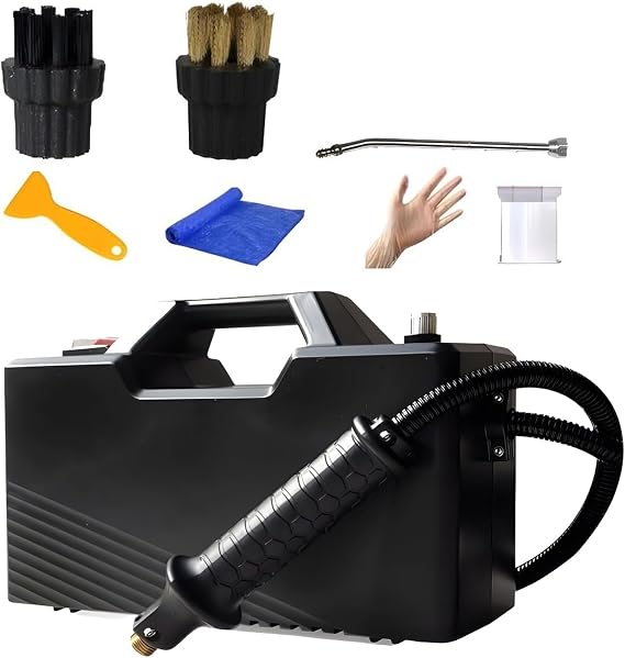 High Pressure Steam Cleaner, 3800W Self Priming Steam Cleaning Machine, 6000ML Portable Handheld Steamer with 2 Brushes and an Extension Elbow, 9.5 Bar Steam Pressure,Black