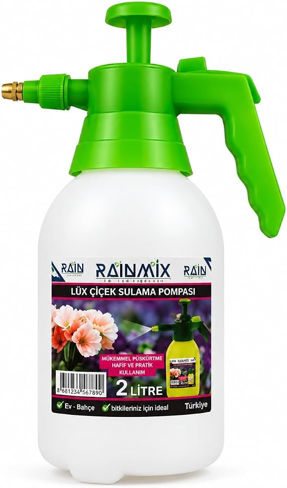 RAIN 2 Litre Basınçlı El Pompalı Püskürtücü, Ayarlanabilir Uçlu Otomatik Sulama Spreyi, Çiçek, Bahçe, Araç ve Cam Temizliği İçin Çok Amaçlı Pompa