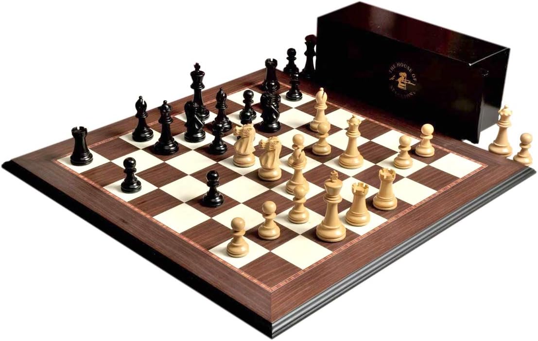 The House of Staunton The Wild Knight Series Chess Set, Box, Board Combination - 3.75" King