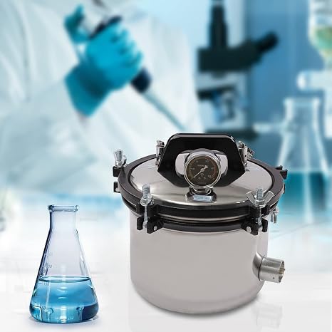Laboratory Autoclave, 8L Portable Lab Autoclave Machine, 1200W Stainless Steel Autoclave Steam Sterilizer, High Temperature Lab Steam Equipment, Anti-Dry Function