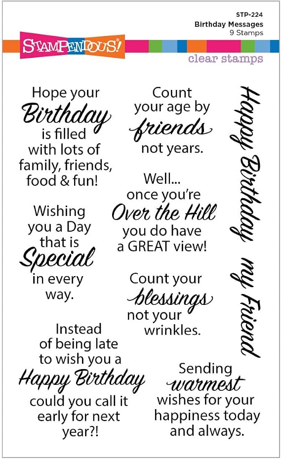 Spellbinders STP-224 Birthday Messages Clear Stamp Set from The All The Sentiments Collection by Stampendous