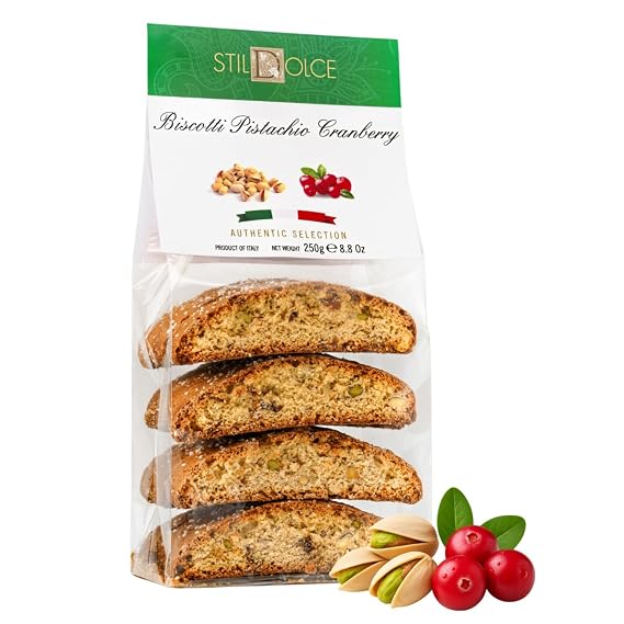 Authentic Italian Semi-Soft Pistachio and Cranberry Biscotti | Made in Tuscany, Italy | Stildolce Traditional Biscuits