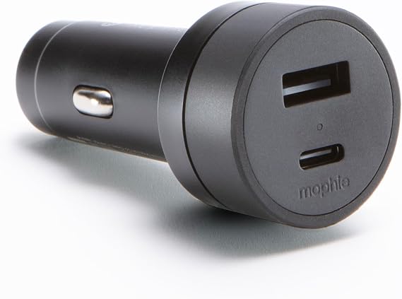 Mophie 42W Dual USB-C + USB-A Car Charger, Universal AUX Compatibility