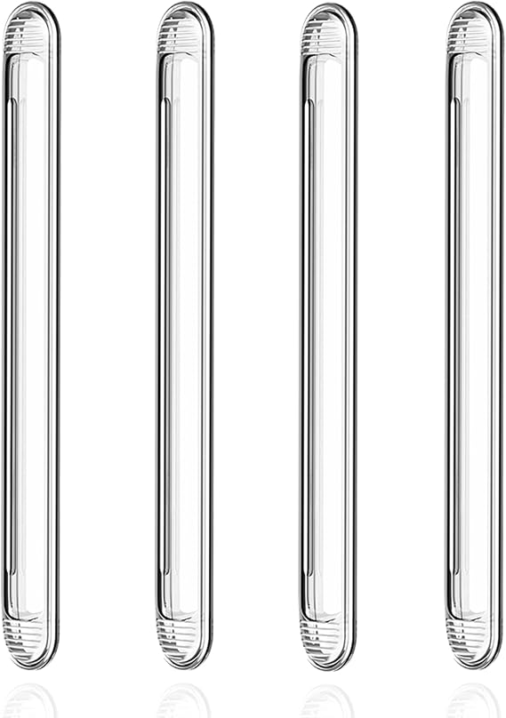 Clear Furniture Bumpers, Door Knob Wall Protector, Adhesive Rubber Bumpers, Silicone Strip Furniture Bumpers for Sliding Door Cabinet Drawers (4long)