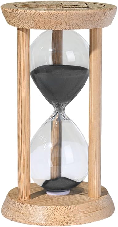 SuLiao Wooden Sand Timer 1 Minute Hourglass, Beech Sand Clock, Small Black Sand Watch 1 Min, Reloj De Arenai Hour Glass Sandglass for Home Office Wedding Decorative Game Classroom