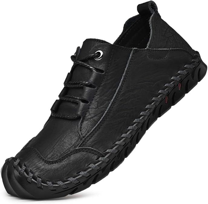 ChicWind Men's Hand Stitching Breathable Leather Sneakers Comfort Lace Up Driving Shoes