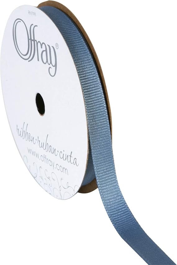 Offray Grosgrain Craft Ribbon, 3/8-Inch x 18-Feet, Antique Blue