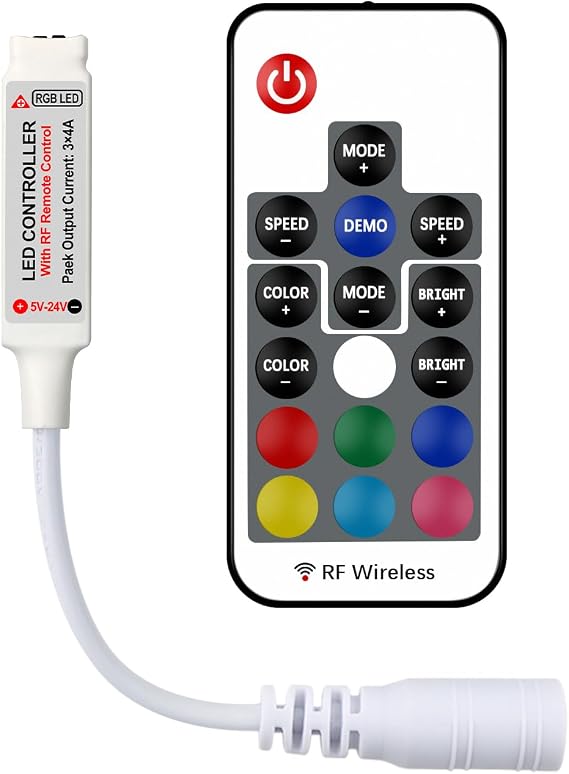 RGBZONE RF Wireless Remote LED Controller for 5-24V 5050 3528 Light Strip