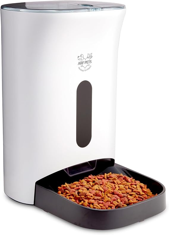 Arf Pets Automatic Pet Feeder Food Dispenser for Dogs, Cats & Small Animals Features Distribution Alarms, Portion Control & Voice Recording Timer Programmable Up to 4 Meals a Day