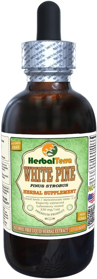 Herbal Terra LLC White Pine (Pinus Strobus) Tincture, Dried Bark Liquid Extract 2 oz