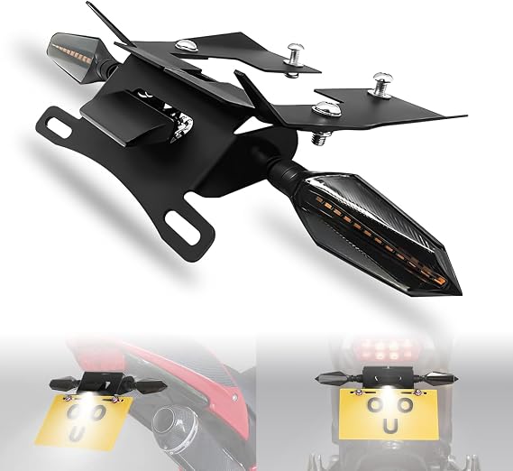 GROM Fender Eliminator Kit Compatible with 2016-2020 MSX125 GROM MSX125SF Tail Tidy License Plate Holder Bracket with Rear Turn Signals & LED License Plate Light (Smoke)