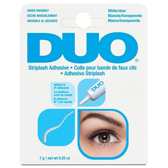 DUO Strip Lash Adhesive Clear/White Long-Lasting Eyelash Glue for False Lashes, Strong Hold Lash Glue Dries Invisible, 0.25 oz