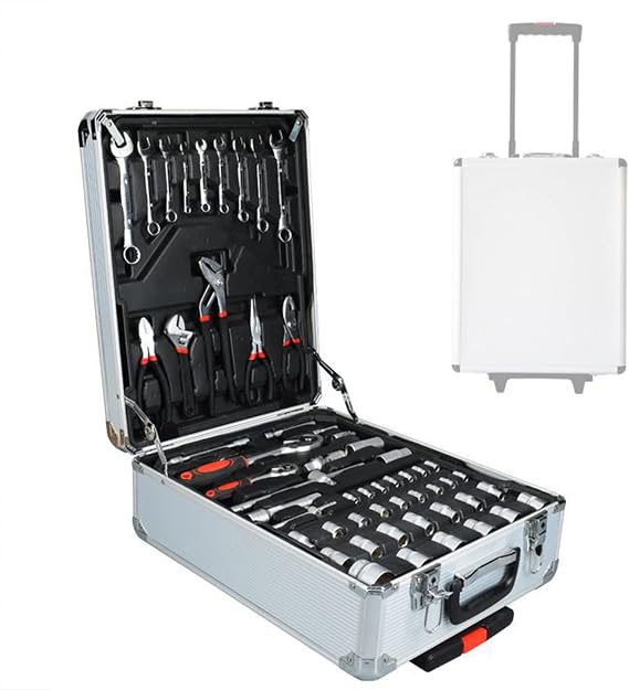 Multifunctional Household Trolley Toolbox 499-piece Combination Hardware Tool Set Carbon Steel Ratchet Open-ended Wrench Repair Kit