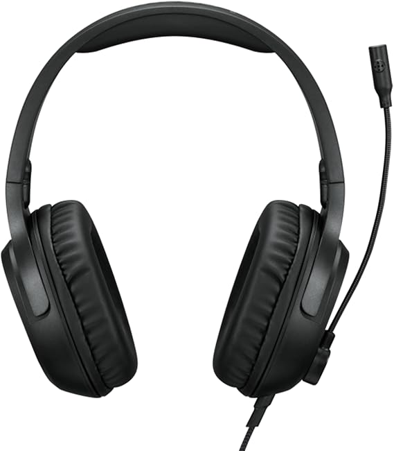 Lenovo H110 Wired Gaming Headset - 3.5mm Connection, Omni-Directional Microphone, Breathable Ear Cups, Built-in Volume Wheel - Black