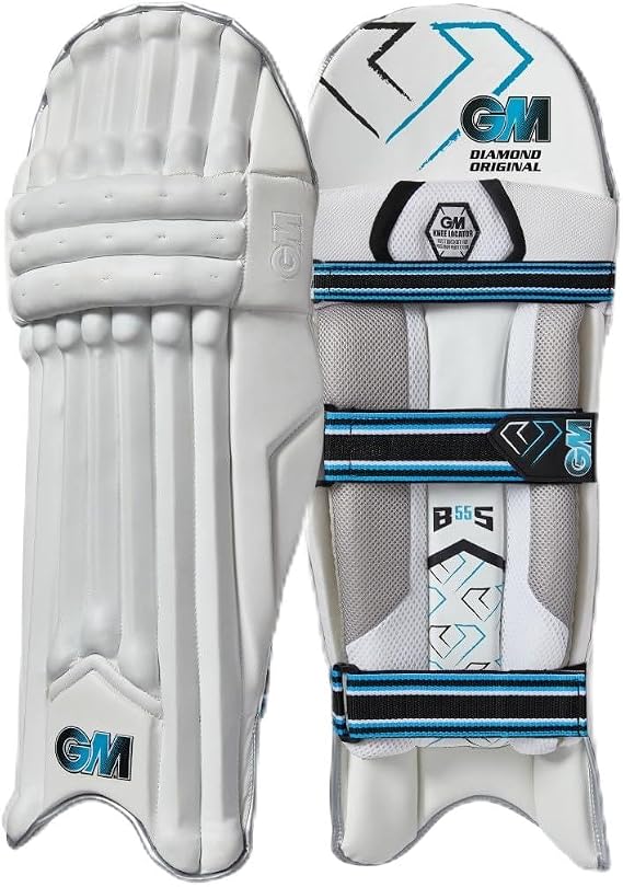 Gunn & Moore GM Cricket Batting Pads, Ben Stokes Diamond Original, Traditional Cotton & Cane, Left or Right Handed, 1 Pair, White