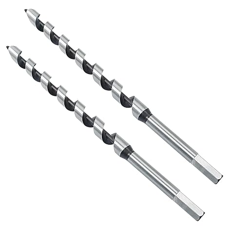 2Pcs Wood Auger Drill Bit 5/8" x 11.7" Ship Auger Bit with 1/2 Inch Hex Shank, Perfect for Soft & Hard Wood, Plastic, Drywall, PVC