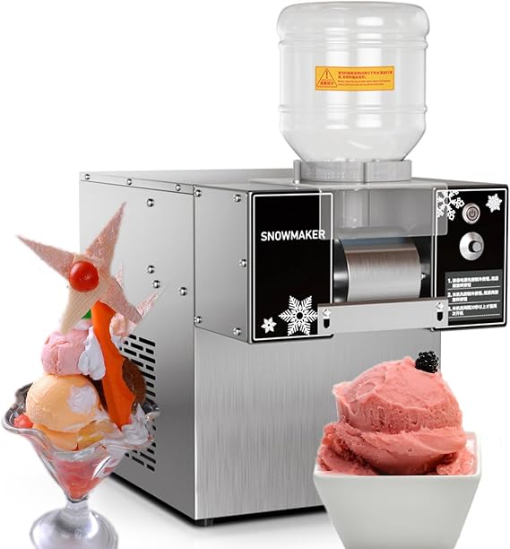 Snowflake Ice Machine Commercial,Stainless Steel Ice Shaver Machine Electric Snow Cone Maker, Speed Adjustable, Ice Cream Equipment Dessert Shop Equipment,60kg
