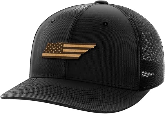 Greater Half Tennessee Leather Patch Trucker Hat USA Made Adjustable Snapback Mesh Cap United 6-Panel Mid Profile