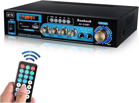 Multifunctional Audio Amplifier Car Amplifier 2000w 2CH Audio Power Amplifier with DC 12V Remote Control Support FM USB SD Card Bluetooth