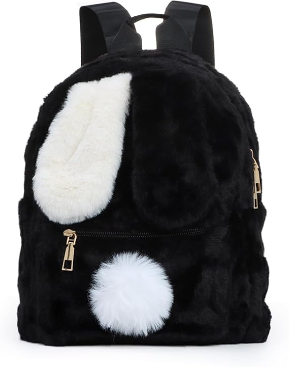 Cute Plush Rabbit Ears Backpack for Teen Girls Fluffy Fuzzy Kawaii Shoulder Bag Handbags School Bag Satchel,Pink