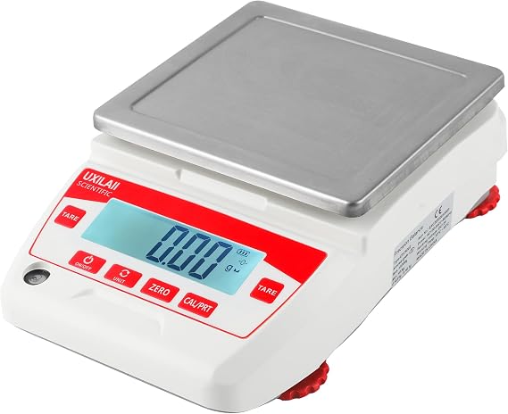 UXILAII Lab Scale 2200g x 0.01g Analytical Balance with 500g Calibration | 17 Units, PCS Counting, Tare, RS232 Output,Aluminum base, Ideal for Laboratories, Schools, Jewelers and Pharmacies