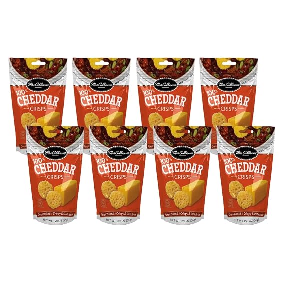 Mrs. Cubbison's Cheese Crisps - 100% Real Cheese, Keto Friendly, Great for Snacking and Salad Topper - Cheddar Flavor (1.98 Ounce (Pack of 8))