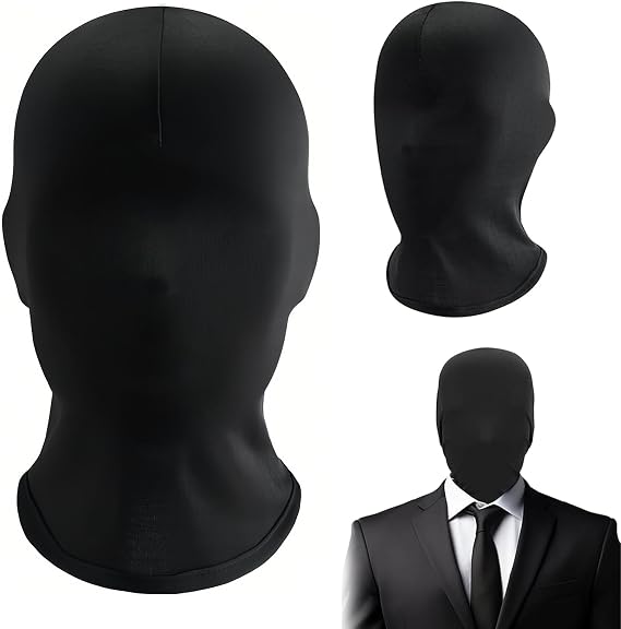 Pack of 2 Full Face Masks Halloween Black Spandex Head Mask Faceless Mask Polyester Breathable Full Face Mask Unisex Faceless Mask Head Mask for Halloween Party Cosplay