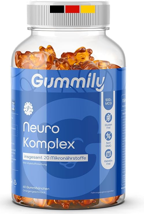 Premium Neuro Complex Gummies - 20 Micronutrients - Vital Blend 617mg - Gelatine Free - Pack of 60