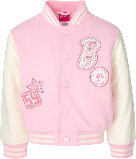 Barbie Girls' Varsity Bomber Jacket Little Kid to Big Kid