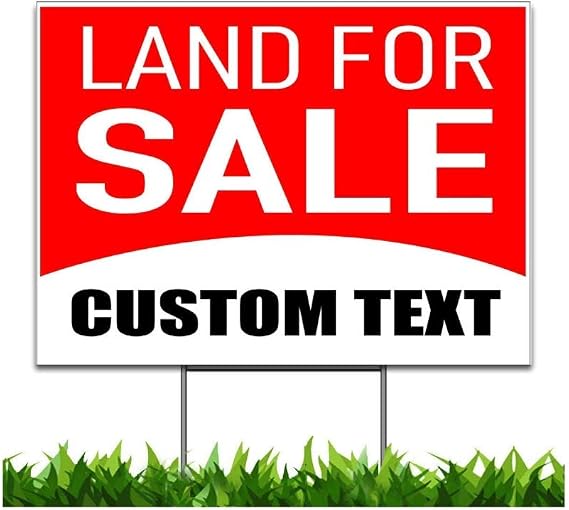 Custom Land For Sale Red Black White Yard Sign 18" x 24" or 24" x 36", HS003 (24in x 18in)