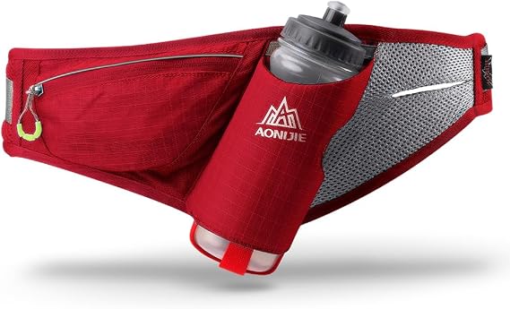 AONIJIE Running Hydration Belt Waterproof and Breathable Running Belt Outdoor Sports Waist Pack for Cycling (red)